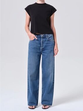 Agolde women’s low slung baggy Jeans dark blue